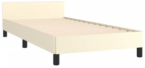 vidaXL Πλαίσιο Κρεβατιού με Κεφαλάρι Κρεμ 90x200 εκ. Συνθετικό Δέρμα