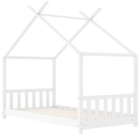 Πλαίσιο Κρεβατιού Παιδικό Λευκό Τύπου Montessori 70 x 140 εκ. Μασίφ Ξύλο Πεύκου - Λευκό