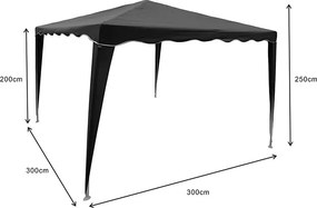 Κιόσκι Gazebo pakoworld μεταλλικός σκελετός - ύφασμα ανθρακί 3x3m