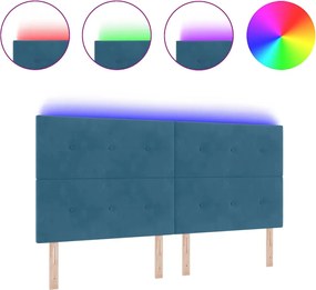 vidaXL LED κεφαλάρι με φώτα λωρίδας LED Μπλε 200 cm Πολυεστέρας