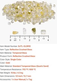 VEVOR 10 LBS Fire Glass 1/2-Inch Fireplace Glass Rocks for Fire Pit Table Gold