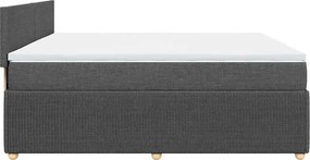vidaXL Κρεβάτι Boxspring με Στρώμα Σκούρο Γκρι 200x200 εκ. Υφασμάτινο