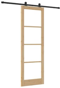 vidaXL Συρόμενη Πόρτα Χειροκίνητος Καφέ 78 x 232 cm Ξύλο και μέταλλο