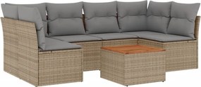 vidaXL Patio Sofa Set 6-θέσια Μικτό μπεζ και γκρι