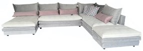 Xios Γωνιακός καναπές γκρι - άσπρο σχήμα “Π” -375x235x170x100cm -Δεξιά γωνία -XIO4150