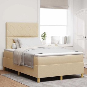 vidaXL Κρεβάτι με ελατήρια με στρώμα Κρεμ 120 x 200 cm ύφασμα