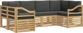 vidaXL Σαλονάκι Γωνιακού Καναπέ 6 pcs Άσπρο και Ανθρακί