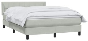 vidaXL Κρεβάτι Boxspring με Στρώμα Ανοιχτό Γκρι 140x210 εκ. Βελούδινο