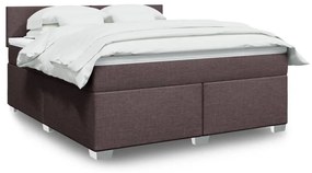 Κρεβάτι Boxspring με Στρώμα Σκούρο Καφέ 180x200 εκ Υφασμάτινο