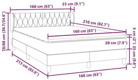 Κρεβάτι Boxspring με Στρώμα Ροζ 160x210 εκ. Βελούδινο - Ροζ