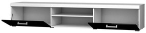 Τραπέζι Tv Charlotte A121, Άσπρο, Γυαλιστερό μαύρο, Ο αριθμός των θυρών: 2, 200x39x45cm, 34 kg | Epipla1.gr
