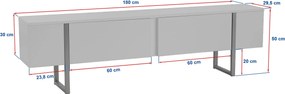 Έπιπλο Τηλεόρασης Λευκό / Χρυσό PEVEI 180x30x50