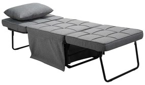 Πολυθρόνα - κρεβάτι Grejio ύφασμα σε γκρι απόχρωση κα πόδι μαύρο μέταλλο 70x70x45εκ 95x98x70 εκ.