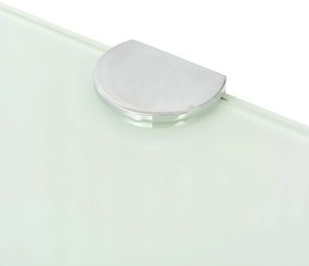 vidaXL Ράφια Γωνία 2 τεμ Λευκά 45x45 εκ Γυάλινα + Στηρίγματα Χρωμίου