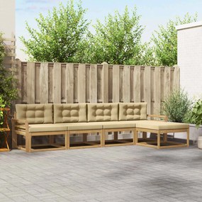 vidaXL Σειρά Καναπέ Εξωτερικού 4 pcs Λευκό και Μπεζ Πολυεστέρας