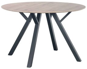 Τραπέζι Τραπεζαρίας Nature 02-0437 Φ120x75cm Oak-Black Mdf,Μέταλλο