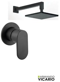 Armando Vicario Halo Black Matt Ανακλινόμενη Κεφαλή 20x20εκ+Μπράτσο τοίχου+Μίκτης εντοιχισμού 1 εξόδου
