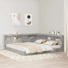 vidaXL Βιβλιοθήκη Κρεβατιού 2 pcs Γκρι σκυροδέματος 180 x 200 cm