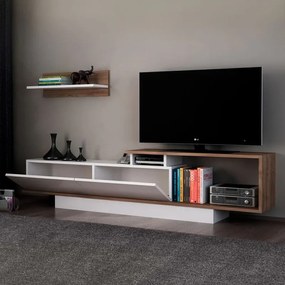 Έπιπλο τηλεόρασης Novara λευκό - καρυδί 180x29x45εκ