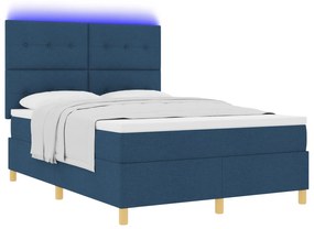 vidaXL Κρεβάτι με πλαίσιο και στρώμα & LED Μπλε 160x200 εκ. Ύφασμα