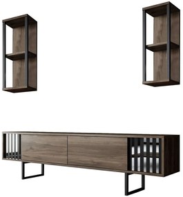 Σύνθεση Τηλεόρασης Chrome Line 618BLY1144 180x30x48cm Walnut-Black