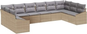 vidaXL Σετ Καναπέ με μαξιλάρι 10 pcs Μπεζ συνθετικό ρατάν