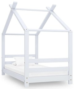 Πλαίσιο Κρεβατιού Παιδικό Λευκό 70 x 140 εκ. Μασίφ Ξύλο Πεύκου