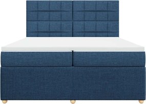 vidaXL Κρεβάτι Boxspring με Στρώμα Μπλε 200x200 εκ. Υφασμάτινο