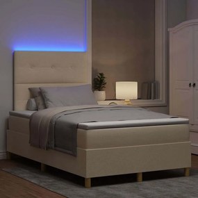 vidaXL LED Κρεβάτι με βάθρο με κεφαλάρι Κρεμ 120 x 200 cm ύφασμα