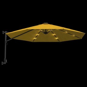 Ομπρέλα Επιτοίχια με LED Κίτρινη 290 εκ. - Κίτρινο