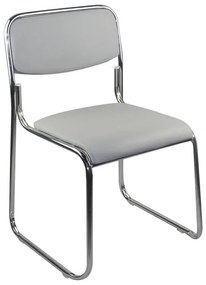 CAMPUS Καρέκλα Επισκέπτη Γραφείου, Στοιβαζόμενη Χρώμιο Μέταλλο, Soft Pu Γκρι -  51x49x78cm