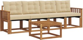 vidaXL Σειρά Καναπέ Εξωτερικού 5 τμχ. Φυσικό και Μπεζ