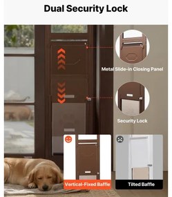VEVOR Dog Door for Sliding Glass Door, 1927 mm to 2040 mm Adjustable Height, Aluminum Alloy Frame with Rotating Hinges, Lock Design, 260.4 x 412.8 mm Flap, Sliding Glass Pet Door for Renters