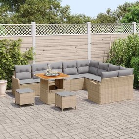 vidaXL Σετ Καναπέ Κήπου 12 pcs Μπεζ συνθετικό ρατάν