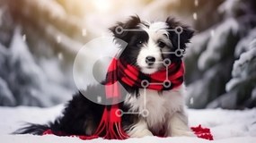 Σετ των 2 Intra Συλλεκτικό Ξύλινο Παζλ Plywood  4mm - Χνουδωτό κουτάβι με χειμωνιάτικο κασκόλ Σε Ξύλινο Κουτί - Διαστάσεις: 10x10 cm – 25 κομμάτια