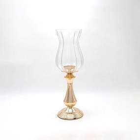 Κηροπήγιο Μεταλλικό Με Γυαλί 819-00239 13x46cm Gold-Clear Estheti Home Metal, Glass