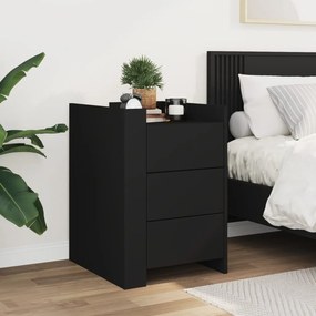 VidaXL Κομοδίνο Μαύρο 45x50x65 εκ. από Επεξεργασμένο Ξύλο