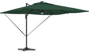vidaXL Cantilever Roma Parasol με LEDs Πράσινο 286x285x270 cm Αλουμίνιο