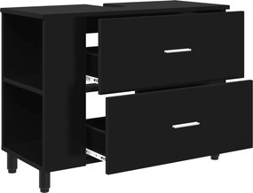vidaXL Έπιπλο μπάνιου Μαύρο 80 x 35 x 60 cm Επεξεργασμένο Ξύλο