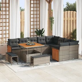 vidaXL Σετ Καναπέ Κήπου με μαξιλάρι 12 pcs Γκρι 100 x 100 x 71 cm
