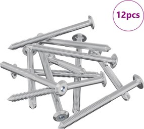 vidaXL Βίδες επίπλων 12 pcs Ασημί M6 x 70 χιλ. Ατσάλι