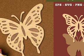 Σετ των 2 Intra απο ξύλο plywood 3mm-4mm πάχος Διακόσμηση κοπής με λέιζερ πεταλούδας 3 Δίασταση 15x15 cm INTRAFABR-111785666