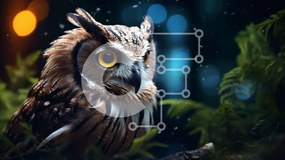 Intra Συλλεκτικό Ξύλινο Παζλ Plywood  4mm - Κουκουβάγια σε ένα χιονισμένο κλαδί με πολύχρωμα φώτα Σε Ξύλινο Κουτί - Διαστάσεις: 10x10 cm – 25 κομμάτια