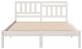 vidaXL Σκελετός Κρεβατιού Λευκό 135 x 190 cm Μασίφ ξύλο πεύκου