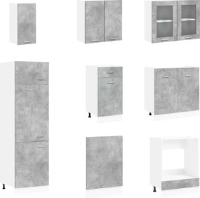 vidaXL Μονάδα κουζίνας Lyon 8 pcs Γκρι Σκυροδέματος Επεξεργασμένο Ξύλο