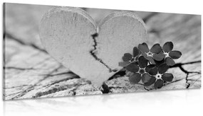 Εικόνα μικρής καρδιάς σε παλιό ξύλο σε μαύρο & άσπρο - 100x50