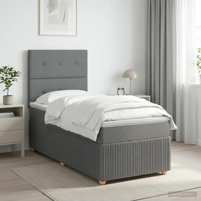 vidaXL Κρεβάτι box spring με στρώμα Σκούρο Γκρι 80 x 200 cm Ύφασμα