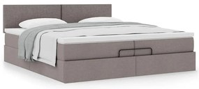 vidaXL Οθωμανικό κρεβάτι με στρώμα Taupe 200x200 cm Ύφασμα