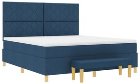 vidaXL Κρεβάτι με Στήριγμα και Πάγκο Μπλε 180x200 εκ Ύφασμα