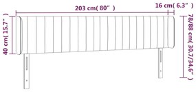 Κεφαλάρι Κρεβατιού LED Μαύρο 203x16x78/88 εκ. Βελούδινο - Μαύρο